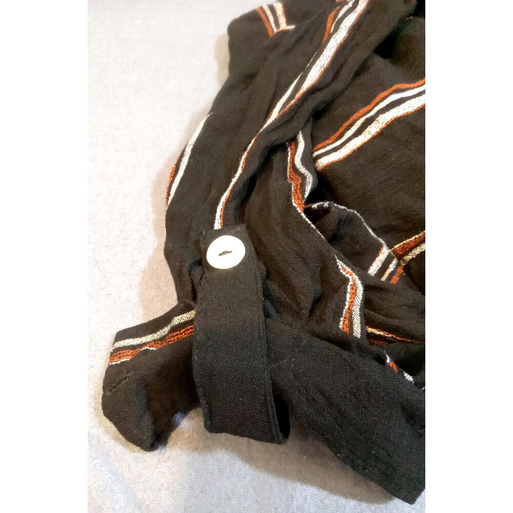 Club Z Collection Blouse Top Womens Size Large Black Multi Y3K Gypsy Striped - Picture 5 of 9